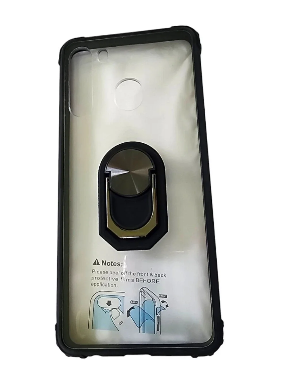 Clear Phone Case w/ Black Rim & 2 Screen Protectors - Samsung Galaxy A21